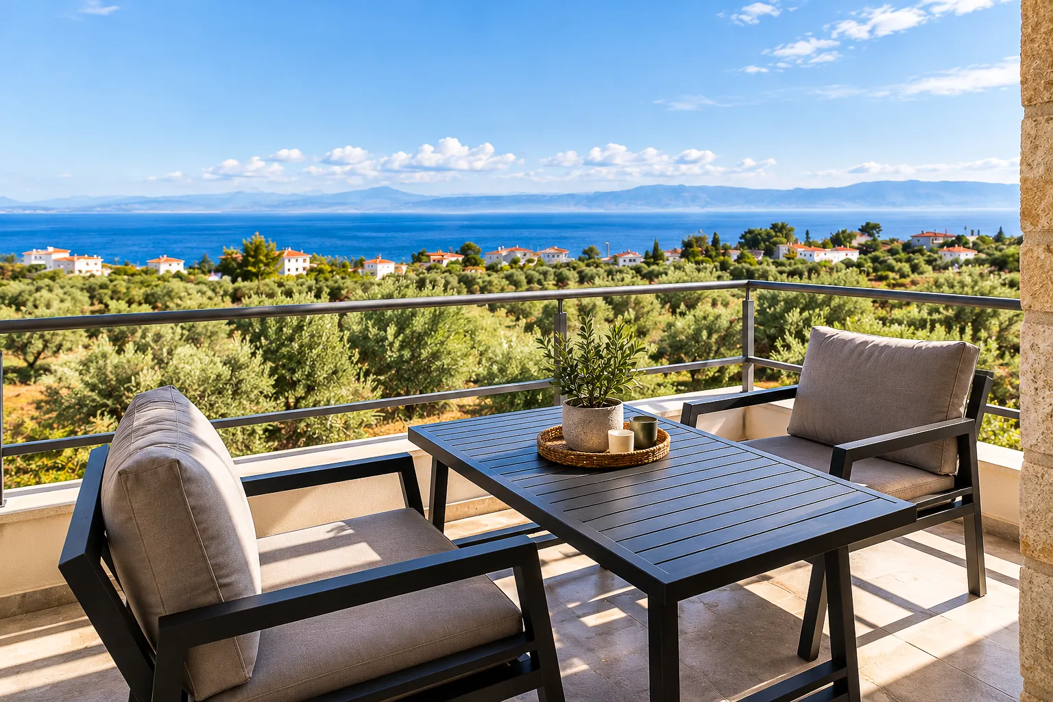 Athytos — Terrasse mit Blick aufs Meer — KI-gestützte Visualisierung